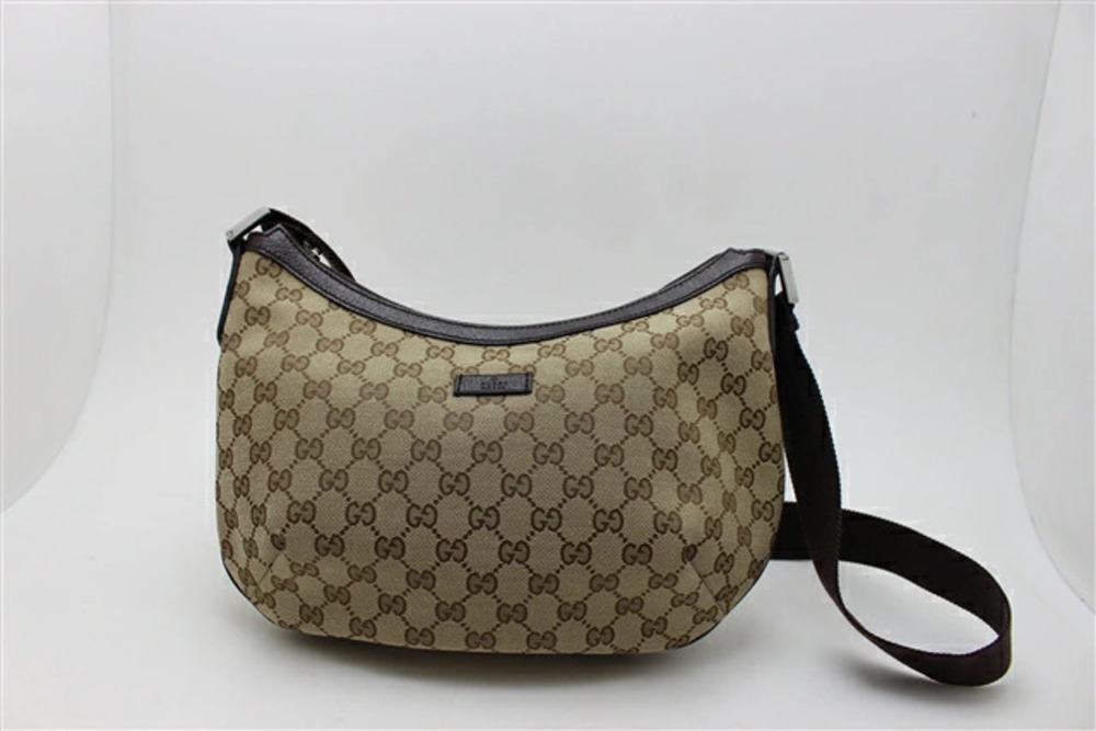 Gucci GG Motif Canvas Calfskin Crossbody Bag